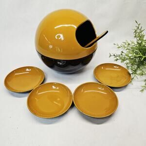 Vtg MCM Space Age Fred Roberts Apco Japan Snack Serving Melamine Orb Gold Set